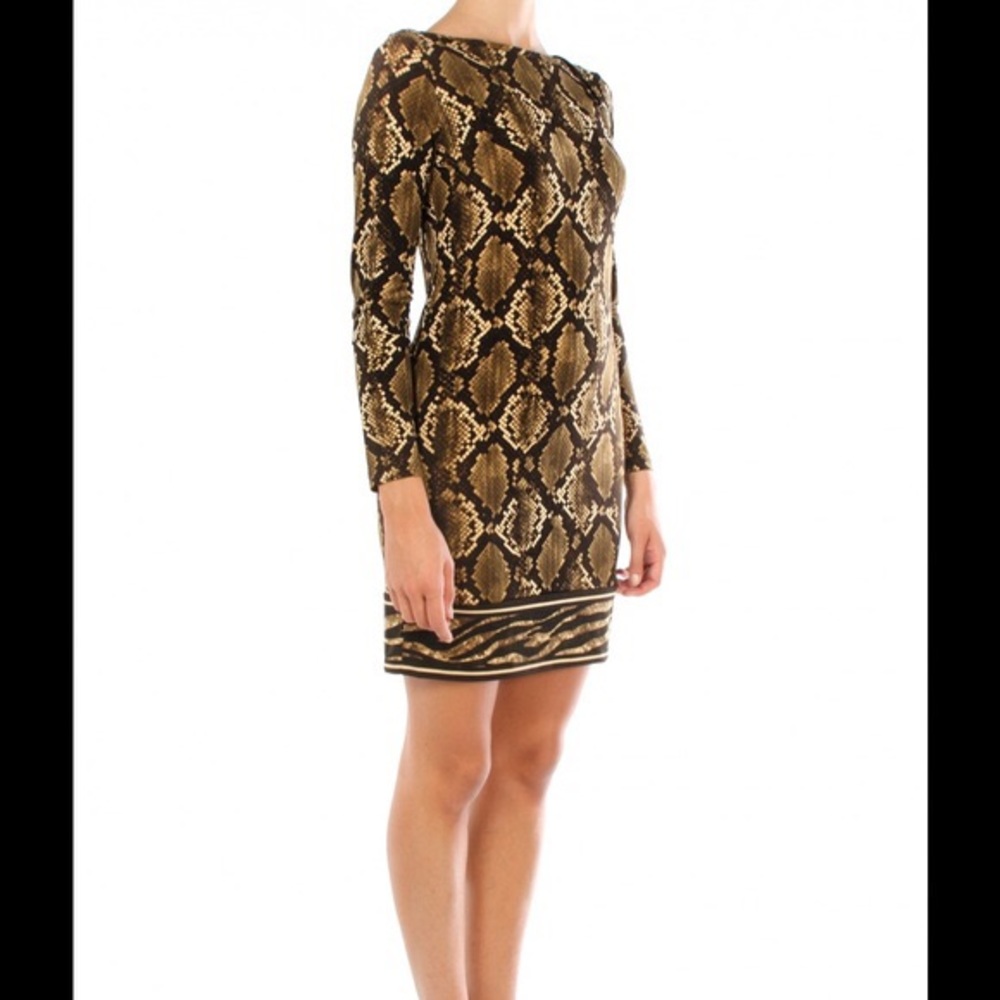Michael Kors Snakeskin Shift Dress Long Sleeve
